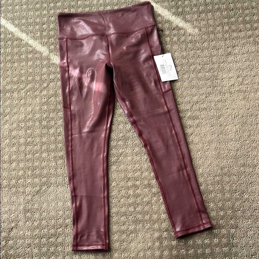 Zyia Shiny Burgundy Leggings